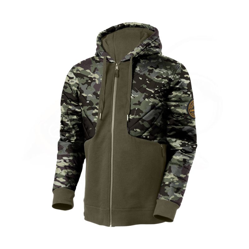 HYBRID PULLOVER HOODIE MEN L, ARMY GREEN 